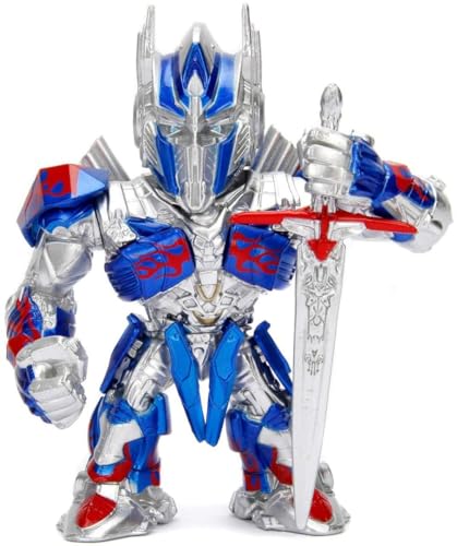 Jada Toys Transformers Optimus Prime Figur, 10 cm, Die-Cast, Sammelfigur, Silber/blau, 253111002 von Jada