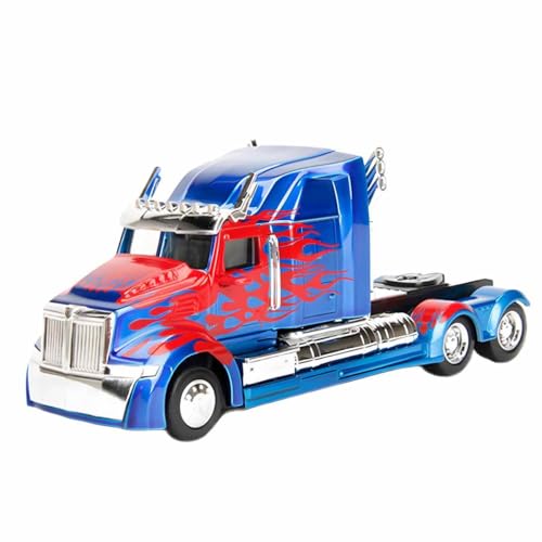 Jada Toys Transformers T5 Optimus Prime, Western Star 5700 Ex Phantom, Spielzeugauto aus Die-cast, Maßstab 1:32, blau/rot von Jada Toys