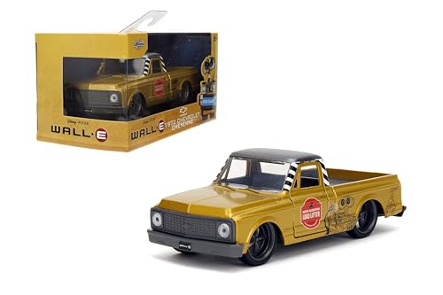 Jada Wall-E / 1972 Chevrolet Cheyenne 1:32 Die-Cast Auto, Türen zu öffnen, Hochglanz-Finish, ab 8 Jahren, Sammleredition, Gelb von Jada