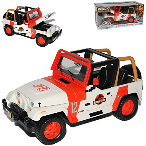 Jeep Wrangler Rubicon Rot Weiss Jurassic Park 1/24 Jada Modell Auto von Jada Toys