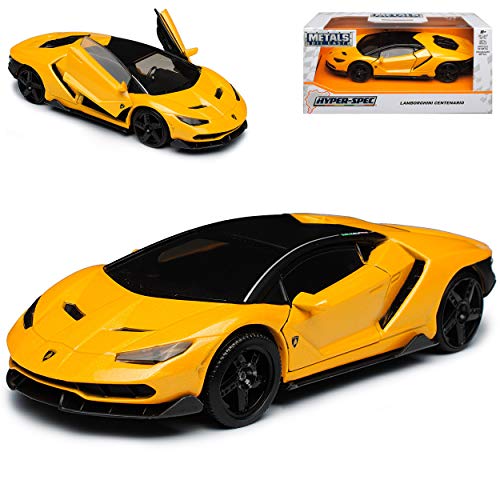 Lamborgihini Centenario Hyper-Spec LP770-4 Coupe Gelb Schwarz Ab 2016 1/32 Jada Modell Auto mit individiuellem Wunschkennzeichen von Jada Toys