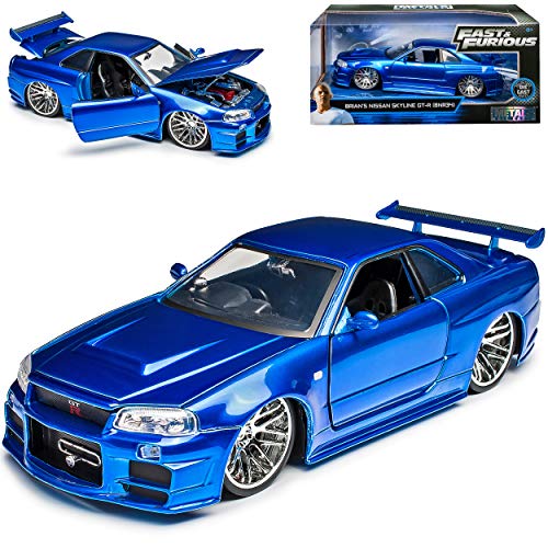 Nisan Skyline GT-R R34 Blau Brian´s Paul Walker The Fast and The Furious 1/24 Jada Modell Auto von Jada Toys