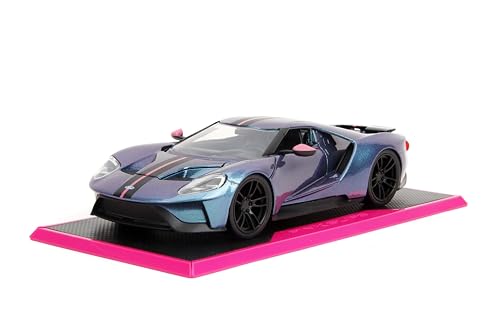 Pink Slips 1:24 W7 2017 Ford GT Druckguss-Auto, Spielzeug für Kinder und Erwachsene (Metallic Lila/Blau) von Jada Toys