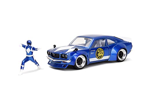 Power Ranges 1:24 1974 Mazda RX-3 Die-Cast Car & 7.0 cm Blue Ranger Figur, Spielzeug für Kinder und Erwachsene von Jada Toys