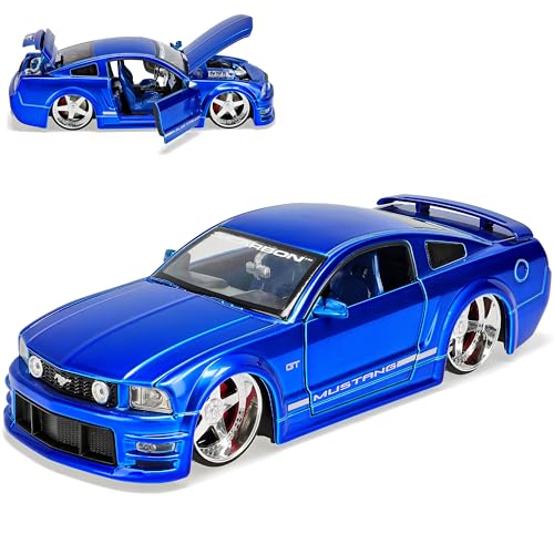 Sonderposten Ford Mustang V 1. Generation Shelby GT-500KR Blau 2004-2009 1/24 Jada Modell Auto mit individiuellem Wunschkennzeichen Sonderposten Ford Mustang V 1. Generation Shelby GT-500KR Blau 2004-2009 1/24 Jada Modell Auto mit individiuellem Wunschkennzeichen von Jada Toys