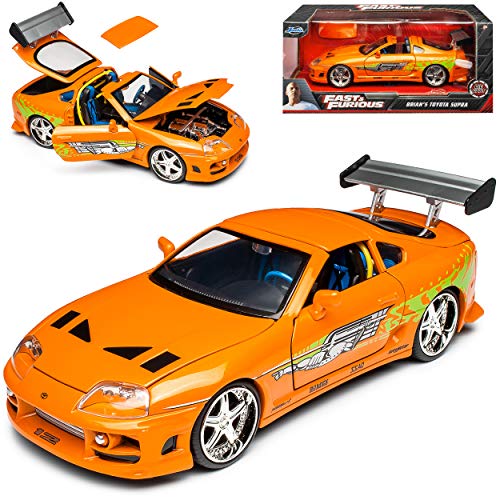 Toyota Supra Orange Brian´s Paul Walker The Fast and The Furious 1/24 Jada Modell Auto mit individiuellem Wunschkennzeichen von Jada Toys