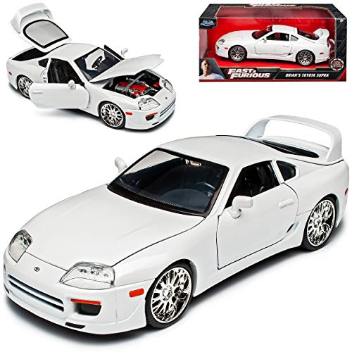 Toyota Supra Weiss Brian´s Paul Walker The Fast and The Furious 1/24 Jada Modell Auto mit individiuellem Wunschkennzeichen von Jada Toys