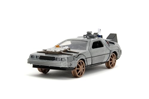 Back to The Future Part III 1:32 Time Machine Rail Wheels Die-Cast Car, Toys for Kids and Adults von Jada Toys