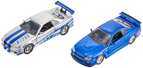 Fast & Furious Brian's Nissan Skyline GT-R R34 Silver & Nissan GT-R R34 Blue 1:32 Die - cast Car, Toys for Kids and Adults Fast & Furious Brian's Nissan Skyline GT-R R34 Silver & Nissan GT-R R34 Blue 1:32 Die - cast Car, Toys for Kids and Adults von Jada