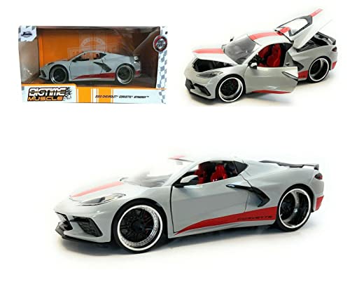 Jada 1:24 Big Time Muscle 2020 Grauer Chevrolet Corvette Stingray C8 Modell 33045 von Jada