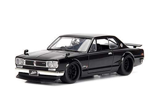 Jada Toys Fast & Furious Brian's Nissan Skyline 2000 GT-R (C10) 1971, Auto, Spielzeugauto aus Die-cast, öffnende Türen, Kofferraum & Motorhaube, Maßstab 1:24, schwarz von Jada Toys