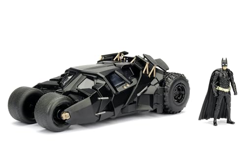 Jada Toys 253215005 The Dark Knight Batmobil, hochdetailiertes 1:24 Modellauto inkl. Batman Figur, Cockpit und Türen können geöffnet werden, mit Freilauf, schwarz von Jada