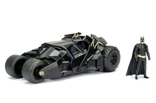 Jada Toys 253215005 The Dark Knight Batmobil, hochdetailiertes 1:24 Modellauto inkl. Batman Figur, Cockpit und Türen können geöffnet werden, mit Freilauf, schwarz von Jada Toys