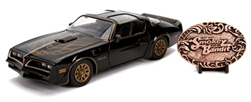 Jada - 30998 - DieCast Auto Modell 1977 Pontiac Firebird mit Replik Der Schnalle von EIN ausgekochtes Schlitzohr Smokey Bandit - Multicolor - Maßstab 1/24 20cm von Jada Toys