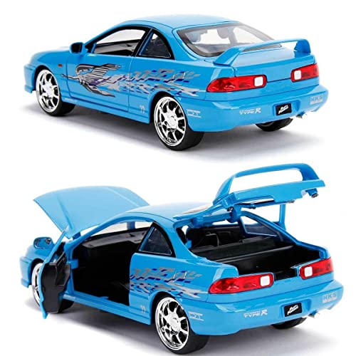Jada Toys 30739 Fast & Furious Mia's Acara Integra Type-R, Auto, Tuning-Modell im Maßstab 1:24, mit Spoiler, zu öffnende Türen, Motorhaube und Kofferraum, Freilauf, blau von Jada Toys