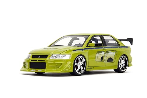 Jada Toys 99788 Fast & Furious Brian's 2002 Mitsubishi Lancer EVO VII, Auto, Tuning-Modell im Maßstab 1:24, mit Spoiler, zu öffnende Türen, Motorhaube und Kofferraum, Freilauf, grün von Jada