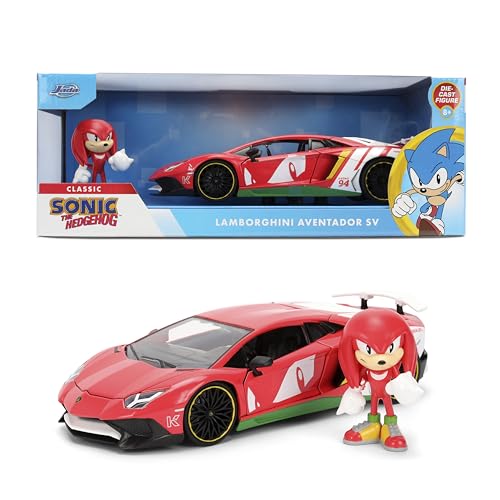 Jada Sonic Knuckles with Lamborghini Aventador SV - Hollywood Rides Die-Cast Vehicle & Knuckles Figure Toys - Opening Doors & Hood - Ages 8+ von Jada