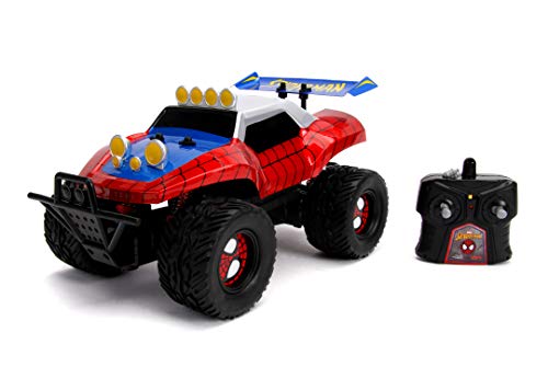 Jada Toys Marvel RC-Auto Spiderman, Buggy, Ferngesteuertes Auto, Turbofunktion, 2-Kanal Funkfernbedienung, USB-Ladefunktion, inkl. Batterien, 1:14, rot/blau von Jada Toys