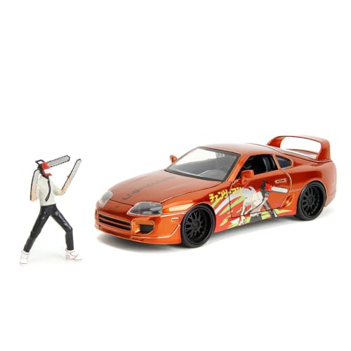 Jada Toys Chainsaw Man Auto Toyota Supra 1995 (20 cm) mit Chainsaw Man Figur (7 cm) - Modellauto mit Teilen zum Öffnen, Spielzeug-Set aus Metall für Fans und Sammler ab 8 Jahre von Jada