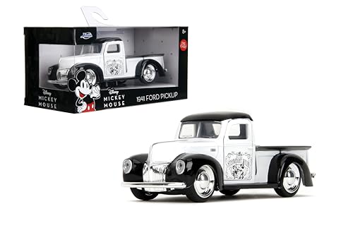 Jada Toys Disney Steamboat Willie 1941 Ford Pickup - Disney Mickey Mouse Maßstab 1:32 Druckguss, Türen zum Öffnen, Gummireifen - Sammlerstück für Erwachsene & Kinder von Jada