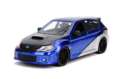 Jada Toys 99514 Fast & Furious Brian's 2012 Subaru Impreza WRX STI, Auto, Tuning-Modell im Maßstab 1:24, mit Spoiler, zu öffnende Türen, Motorhaube und Kofferraum, Freilauf, blau von Jada