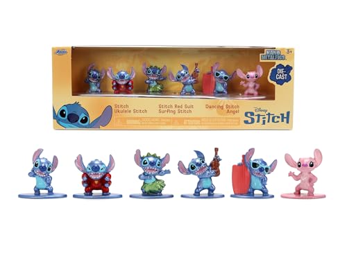 Jada Toys Set mit 6 Metallstitch-Figuren, 4 cm, Diorama mit Stitch in verschiedenen Posen + Engel, Mini-Kollektion, Disney Lilo & Stitch ab 8 Jahren (201105003) von Jada