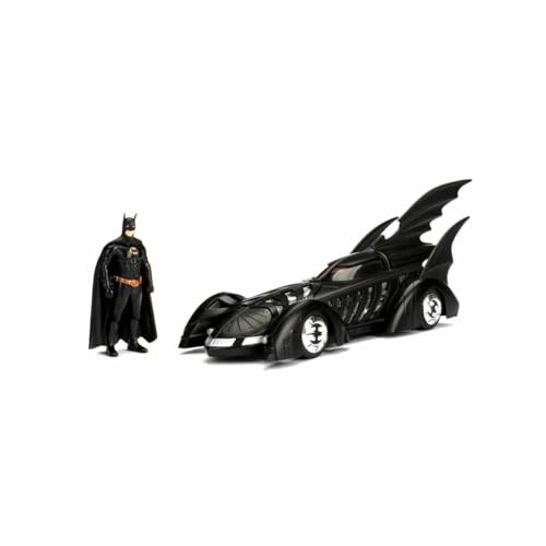 Jada Toys 253215003 Batmobil 1995, hochdetailiertes 1:24 Modellauto inkl. Batman-Figur, Cockpit und Türen können geöffnet werden, mit Freilauf, schwarz von Jada Toys