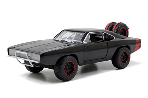 Jada Toys Fast & Furious Dom's 1970 Dodge Charger Offroad, Auto, Tuning-Modell im Maßstab 1:24, zu öffnende Türen, Motorhaube, schwarz von Jada
