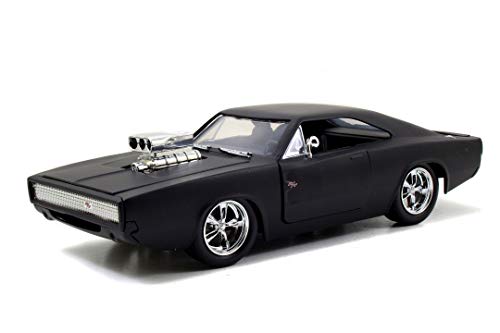 Jada Toys 253203012 Fast & Furious Dom's Dodge Charger Street, Auto, Tuning-Modell im Maßstab 1:24, zu öffnende Türen, Motorhaube und Kofferraum, schwarz von Jada