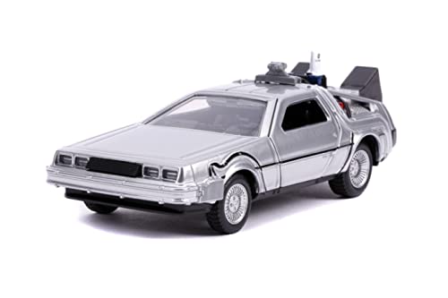 Jada Toys Zurück in die Zukunft 2, DeLorean DMC-12 Modellauto, 1:32, Time Machine, Flügeltüren, viele Details, silber von Jada Toys