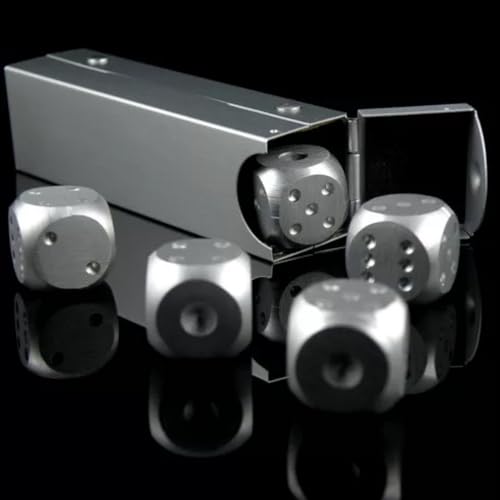 Jadeshay 6-seitiges Würfel-Set, 5 Stück Aluminiumlegierung DND Polyedrische Würfel Box Set Dice Set Kartenspiel Würfelspiele mit Aufbewahrungsbox(Silber-Rectangle) von Jadeshay