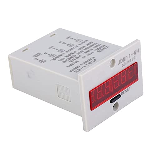 Jadeshay Elektronischer Zähler, 0-999999 Zählbereich 6-stellig LED-Digitalanzeige Zählerrelais-Wandlerzählung AC110V mit Reset-Taste JDM11-6H von Jadeshay