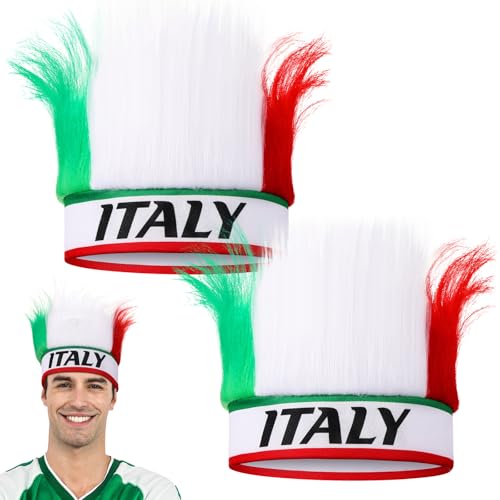 Jadive 2 Italien Kostüm-Stirnband Mottoparty Herren Kostüme Hut mit Italienischer Flagge Haarband Accessoires Troll-Haar für Sportpartys Cosplay Jadive 2 Italien Kostüm-Stirnband Mottoparty Herren Kostüme Hut mit Italienischer Flagge Haarband Accessoires Troll-Haar für Sportpartys Cosplay von Jadive