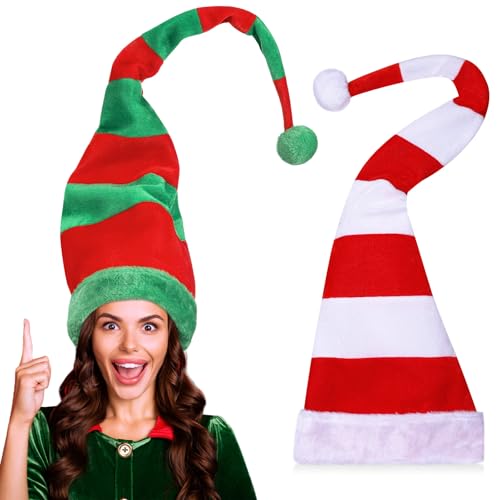 Jadive 2 Stück Weihnachtsmützen Rot-Weiß Gestreifte und Rot-Grün Gestreifte Weihnachtsmannmütze für Erwachsene Lustige Lange Plüschmütze für Frauen und Männer zu Weihnachten Partydekorationen Jadive 2 Stück Weihnachtsmützen Rot-Weiß Gestreifte und Rot-Grün Gestreifte Weihnachtsmannmütze für Erwachsene Lustige Lange Plüschmütze für Frauen und Männer zu Weihnachten Partydekorationen von Jadive