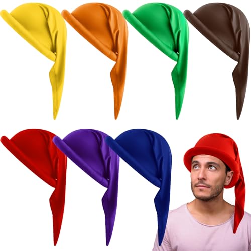Jadive 7 Stück Zwergenmützen Bunte Zipfelmütze Zwerge Kostüm Wichtelmützen Faschingshüten Gruppenkostüm Zubehör für Erwachsene Karneval Halloween Geburtstag Party Accessoire von Jadive