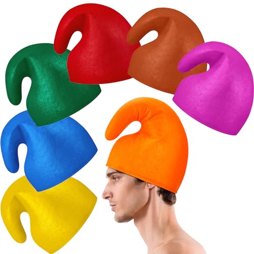 Jadive 7 Stück Zwergenmützen Bunte Zipfelmütze Zwerge Kostüm Wichtelmützen Faschingshüten Gruppenkostüm Zubehör für Erwachsene Karneval Halloween Geburtstag Party Accessoire von Jadive