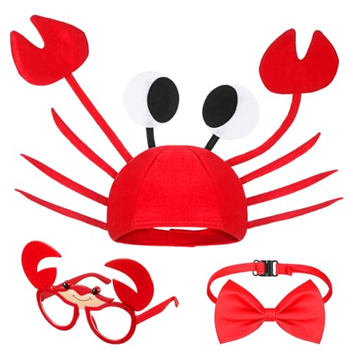 Jadive Krabben Hut Krabbe Brille Rotes Fliege Set Verstellbare Krabbenhut Kostüm mit Lustiger Partybrille und Fliege für Kinder Erwachsene Karneval Halloween Weihnachten Ostern Partydekorationen Jadive Krabben Hut Krabbe Brille Rotes Fliege Set Verstellbare Krabbenhut Kostüm mit Lustiger Partybrille und Fliege für Kinder Erwachsene Karneval Halloween Weihnachten Ostern Partydekorationen von Jadive