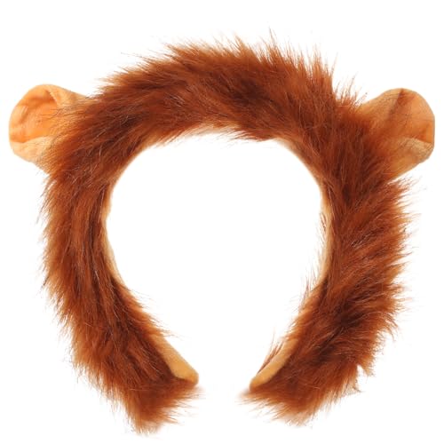 Jadive Plüsch Löwenohren Stirnband Realistische Tier Löwenohren Stirnband Halloween Lustige Kopfbedeckung Foto Requisiten für Halloween Weihnachten Make-up Cosplay Mottoparty Kopfschmuck von Jadive