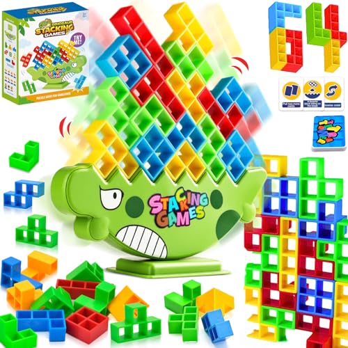 Jadyon 64 Stück Tetris Tower Spiel Erwachsene, Tetra Tower Spiel, Team Tower-Spiel for Kinder und Erwachsene, Tetris Balance Spielzeug, Balancing Spiel Geschenke. von Jadyon