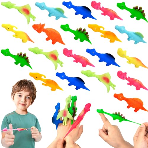 Jadyon 20 Stück Schleuder Dinosaurier Spielzeug, Slingshot Dinosaur Finger Toys, Schleuder Dinosaurier Fingerspiel, Lustige Fliegende Dinosaurier Schleuder Spielzeug für Kinder. von Jadyon