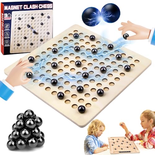 Lustiges Schachbrett Magnetisch - Schachspiel magnetisch mit Strafscheibe, Magnet Schachspiel mit 20 Magnetische Steine, Tragbares Spielbrett für Familientreffen Und Camping. von Jadyon