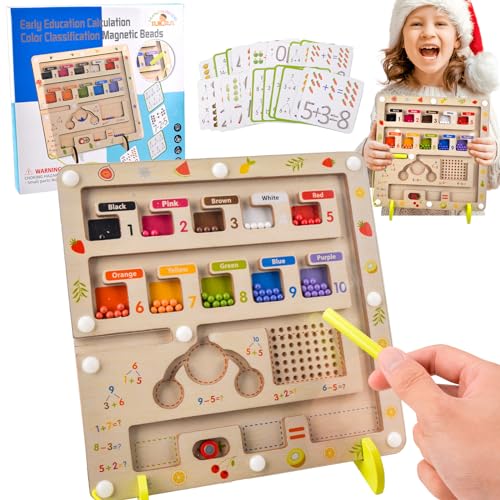 Magnetspiel Labyrinth - Magnetisches Farb- und Zahlenlabyrinth, Montessori Spielzeug Holz Farben Lernen Sortierspiel Magnete Kinder Geschenk Mädchen 2 3 4 Junge von Jadyon