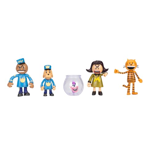 Dog Man Movie Actionfiguren-Multipack-Set von Jakks Pacific, enthält 6 cm große, bewegliche Figuren – offiziell lizenziert, enthält Dog Man, Lil Petey, Petey, Flippy und Mayor! von Jakks Pacific