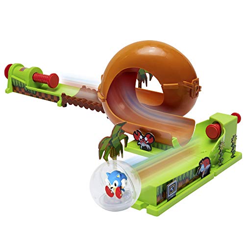 Jakks Pacific 400652 Spielset mit exklusivem Kugel, Loopingbahn/Flipperbahn mit Stoßstange, Green Hill Zone Sonic The Hedgehog Pinball Set, Bunt von Jakks Pacific