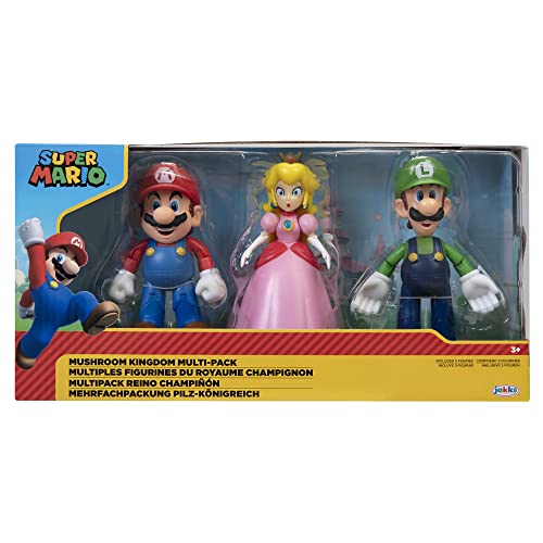 Jakks Pacific Super Mario Mushroom Kingdom Pack Mario Luigi Princess 11 cm Figures, Mehrfarbig, 64511 Jakks Pacific Super Mario Mushroom Kingdom Pack Mario Luigi Princess 11 cm Figures, Mehrfarbig, 64511 von Jakks Pacific