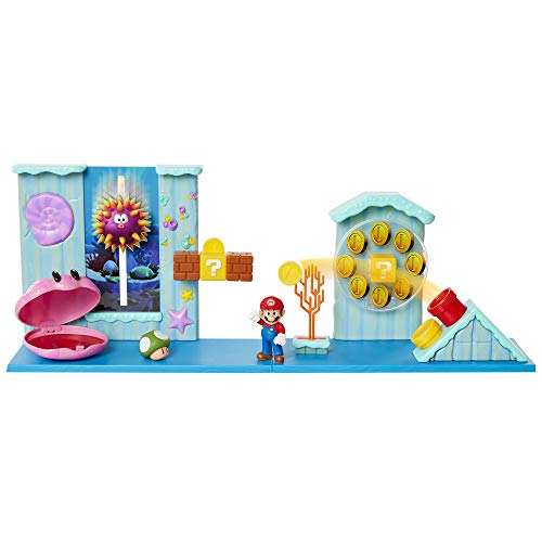 World of Nintendo Super Mario Deluxe Unterwasser-Spielset mit 6 cm Mario Actionfigur und 5 interaktiven Umgebungsteilen von Nintendo