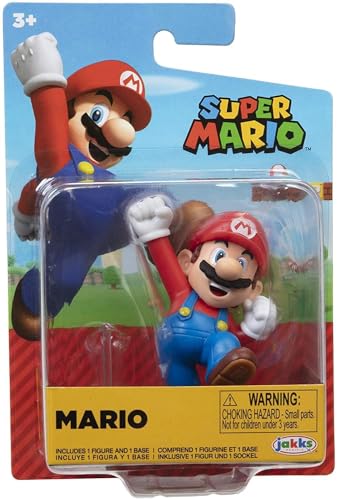 World of Nintendo – Super Mario Bros – Figur mit Gelenk, 6,3 cm, Mario, Springen, mit Sockel von Jakks Pacific