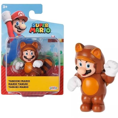 World of Nintendo – Super Mario Bros – Figur mit Gelenken, 6,3 cm Tanooki Mario von Jakks Pacific