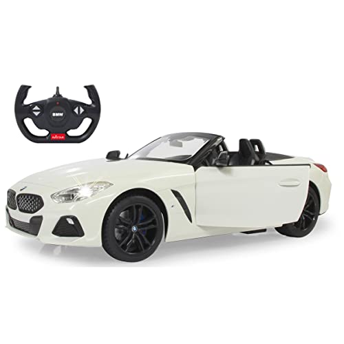 JAMARA 405174 - BMW Z4 Roadster 1:14 2,4GHz Tür manuell - offiziell lizenziert, bis 1 Std Fahrzeit, ca. 11 Kmh, perfekt nachgebildete Details, detaillierter Innenraum, LED Licht, Weiß von JAMARA