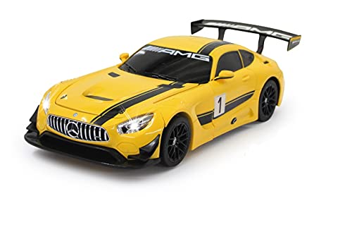 JAMARA 410029 - Mercedes AMG GT3 1:14 transformable 2,4GHz gelb - RC Transformation zum Roboter auf Knopfdruck, Tanzmodus, Lautsprecher, Einzelradaufhängung, bis zu 1 Stunde Fahrzeit, LED Licht von JAMARA